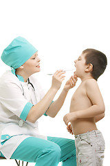 Image showing Pediatrician checking throat