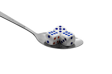 Image showing Metal spoon with dices