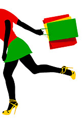 Image showing Running shopping girl