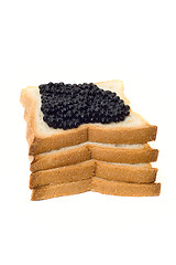 Image showing Bread and black caviar