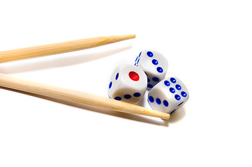 Image showing Chopsticks and dices