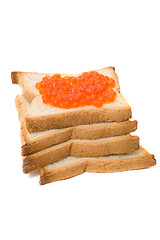 Image showing Bread and  red caviar