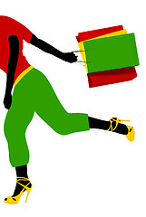 Image showing Running shopping girl