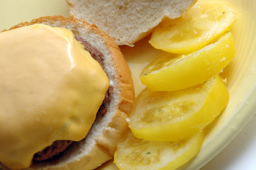 Image showing cheeseburger with tomatoes