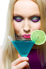 Image showing gorgeous blonde with cocktail 