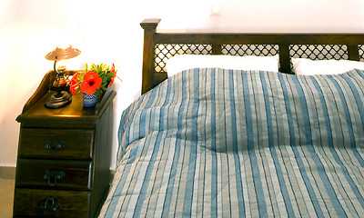 Image showing bedroom in greek island santorini cave house