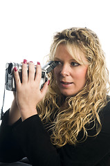 Image showing woman using video camera