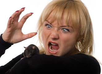Image showing woman with rat