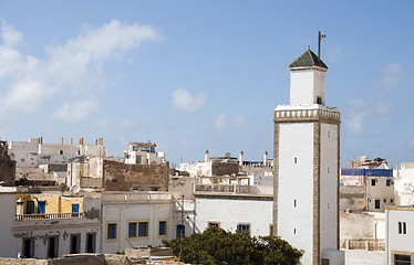 Image showing mosque and rooftops essaouira morocco