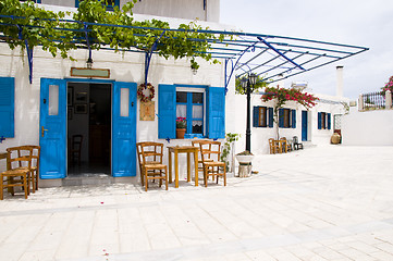 Image showing outdoor cafe greek architecture lefkes paros cyclads greece