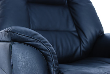 Image showing Detail of black leather recliner