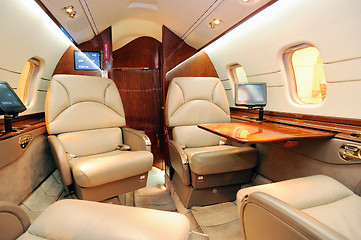 Image showing interior of luxurious jet airplane