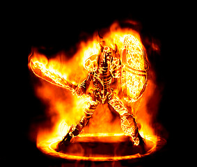 Image showing fiery sketon warrior