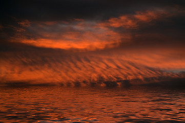 Image showing fire lake sun set