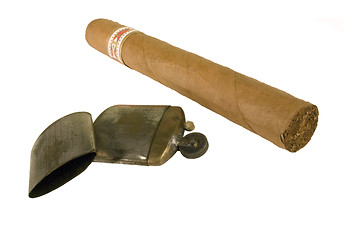 Image showing Lighter And Cigar