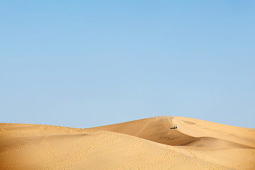 Image showing two people walking in desert dunes