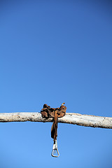 Image showing saddle on a post