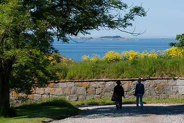 Image showing Walking on the island