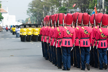 Image showing Thai soldiers parading