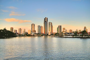 Image showing Surfers Paradise Skyline At Sunset