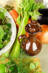 Image showing Olive Oil Pourer With Vegetables
