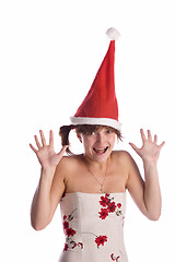 Image showing surprised Santa girl