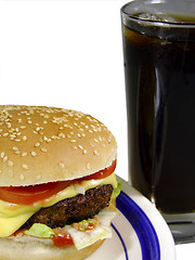 Image showing Hamburger and cola