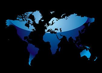 Image showing world map reflect blue black