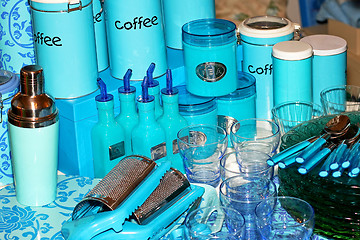 Image showing Blue kitchenware