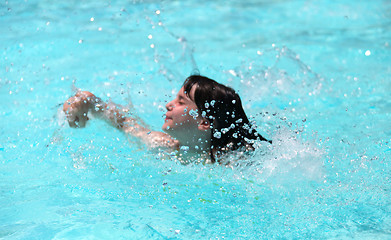 Image showing Child Splashing in a Pool Swimming. Only Splash is in Focus