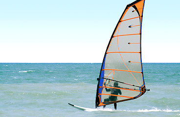 Image showing Windsurfer on the sea in the afternoon