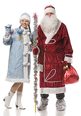 Image showing Santa Claus and snow girl 