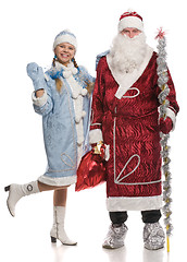 Image showing Santa Claus and snow girl