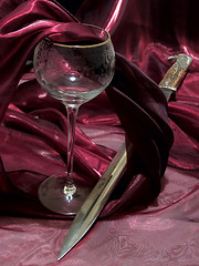 Image showing wine and bayonet