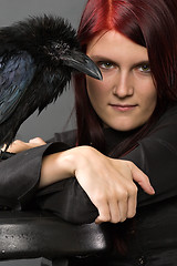 Image showing beautiful witch with raven
