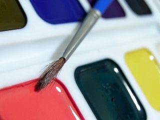 Image showing Multicolored aquarelle with paintbrush