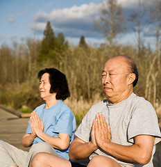 Image showing Active senior asian couple