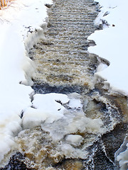 Image showing Stream through snow