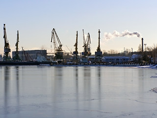 Image showing Winter industrial port