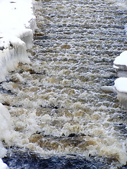 Image showing Winter stream with snow