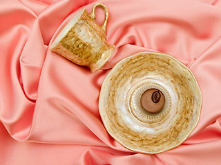 Image showing Saucer and cup with chocolate