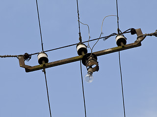 Image showing Street wires with lamp