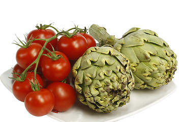 Image showing Artichokes and tomatoes