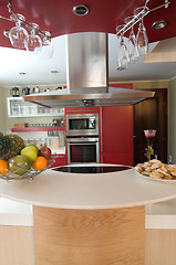 Image showing Red modern kitchen. 