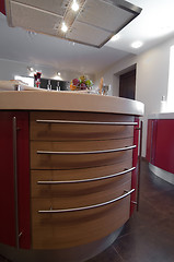 Image showing Red modern kitchen.