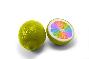 Image showing Rainbow painted lemon