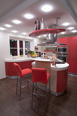 Image showing Red modern kitchen.