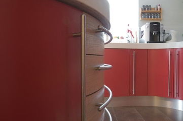 Image showing Red modern kitchen.