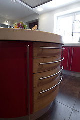 Image showing Red modern kitchen. 