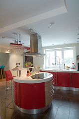 Image showing Red modern kitchen.